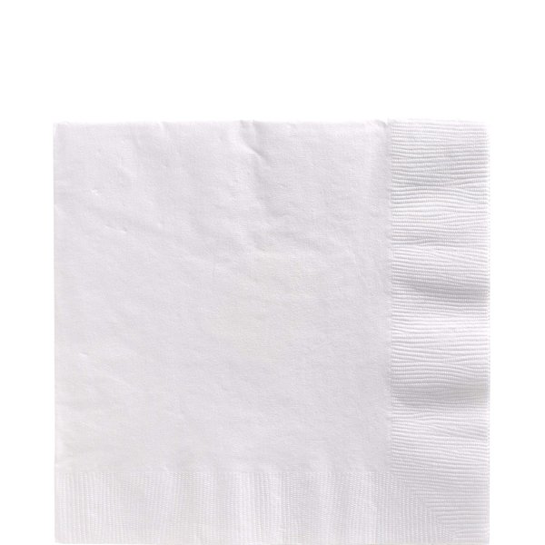 Premium Frosty White Luncheon 2-Ply Paper Napkins - 6.5" x 6.5" (100 Pc) - Eco-Friendly Napkins for Parties & Holidays