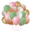 Finypa 80Pcs Jungle Safari Balloons Party Balloons set Animal Printed Pink Sage Green Balloons Wild One Giraffe Leopard Safari Baby Shower Decorations for Girl Birthday Party Supplies