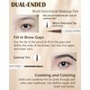 Brown Liquid Eyebrow Pen Tinted Brow Gel,2Pcs 2-in-1 Brow Glue & Microblading Liquid Eyebrow Eyeliner Pencil,Fast Sculpt Fill in Brow,Longlasting Waterproof Eye Makeup Pen,Eyebrow Filler for Women-02#