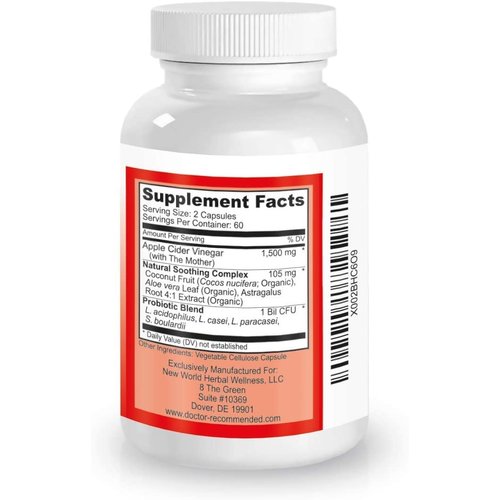 Apple Cider Vinegar Capsules - 100% Organic Apple Cider Vinegar Pills 1500 mg - Natural Digestion, Immune Booster Support & Cleansing Supplement with Probiotics - Made in The USA