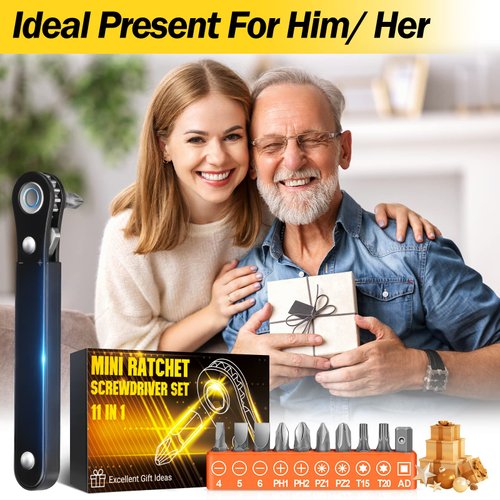 Right Angle Screwdriver 90 degree - Gifts for Men Women Offset Screwdriver Tight Space Low Profile Ratcheting Screwdriver Cool Gadgets for Men Tools Gifts for Dad Husband Wife Mini Ratchet