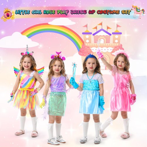 LIMIROLER Princess Dress Up Clothes for Little Girls Princess Role Play Costume Gift Set 25 Pcs Pretend Toys Kit for Toddlers Girls Aged 3-6 Years Old