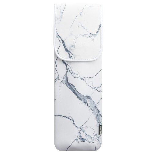 Heat Resistant Neoprene Curling Iron Cover Bag, Universal Curling Iron Cover Sleeve, Flat Iron Curling Wand Travel Case Pouch for Travel, Gym, or Home, 15 x 5 Inches (White Marble Pattern)