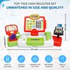 Kids Cash Register with Card Scanner and Credit Card - Toddler Electronic Toy Pretend Play Grocery Supermarket Cashier Playset with Barcode Scanner-Grocery Play Cash Register Toy for 3 Years and More