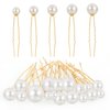 Lusofie 18Pcs Pearl Bobby Pins Bridal Wedding Hair Peals U Shaped Pearl Hair Pins Accessories for Brides Bridesmaids Women Girls(Gold)
