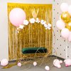 CHRORINE 2pcs 3ft x 8.3ft Gold Tinsel Foil Fringe Curtains Streamers Backdrop for Birthday Graduation Wedding Engagement Bridal Shower Bachelorette Holiday Gold Party Decorations