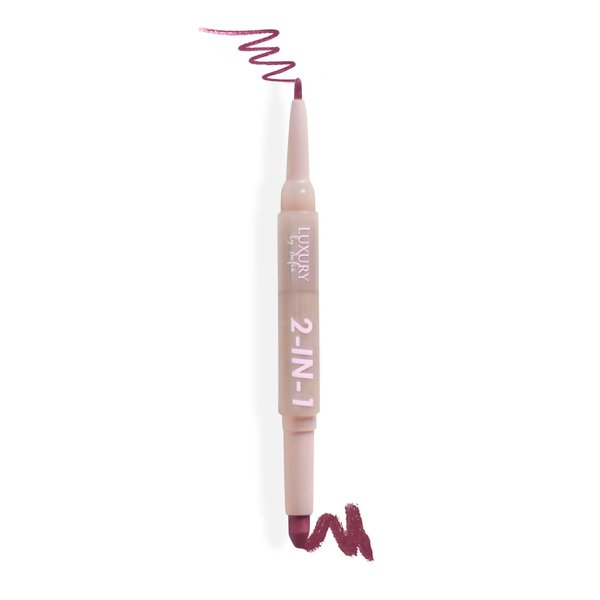 Luxury by Sofia 2 in 1 Lipstick Lipliner Retractable Pencil Semi Matte, Vegan, All Natural, Cruelty Free