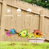 TUEVAK Birds Lawn Decorations for Outdoor: Metal & Glass Bird Garden Art, Craft Yard Statue Decoration Outside, Lawn Ornaments Gardening Gifts for Housewarming, Halloween, Birthday Gifts (3 PCS)