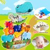 IPOURUP Animals Montessori Toddler Toys 2 3 4 5 6 7 Year Old Boys Girls Wooden Animal Blocks Stacking Toy Kids Easter Birthday Gifts for Boy Girl Age 3-7 Educational Toys Fine Motor Balance Game