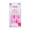 KISS Jelly Fantasy On-Trend Translucent Sculpted Nails, Long, Coffin, “Jelly Baby”, Durable, Easy To Apply, Includes Pink Gel Nail Glue, Mini Nail File, Manicure Stick & 28 Fake Nails