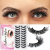 SONAFEEL Eyelashes Russian Volume Strip Lashes D Curl Mink Lashes Fluffy 20mm 10Pairs Curly Eyelashes Pack Dramatic Thick Lashes Look Like Extensions