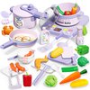 SMILESSKIDDO Play Kitchen Playset for Kids 3-12 Year Old - Toy Kitchen Pretend Play Food Sets for Girls Boys, Purple Play Pots and Pans Sets for Kids Kitchen, Learning Gift for Toddlers