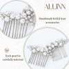 ALUINN Gold Bridal Hair Comb For Wedding Hair Accessories, Crystals Bridal Hair Comb Piece, Pearls Hair Piece for Brides, Women (Silver)