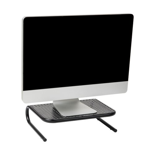 Mind Reader Monitor Stand, Ventilated Laptop Riser Desktop Organizer, Office, Metal, 14.5"L x 11.25"W x 4.25"H, Black