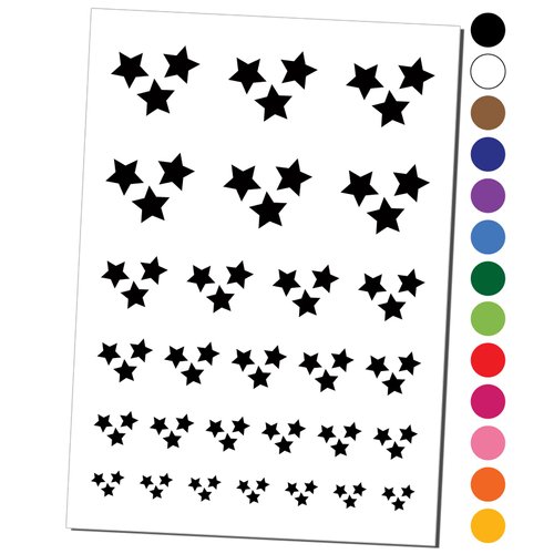 Star Scatter Temporary Tattoo Water Resistant Fake Body Art Set Collection - Black (One Sheet)