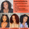Besurina Curly Bob Wig Human Hair 14 Inch Glueless 13x4 Lace Front Wigs Pre Plucked for Black Women 180% Density Mongolian HD Kinky Curly Bob Lace Frontal Wigs Wet and Wave