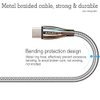 MAGNITTO Metal Braided Wire USB C to USB C Cable 6ft, 2Pack, 60W 3A, Stainless Steel, Strong Durable Wire, Tangle Free, Pets Chewing Proof, Silver