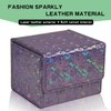 Dmoicols Card Deck Box Holds 100+ Single Sleeved Cards,Laser Sparkly Material Card Storage Box Horizontal,MTG Commander Deck Box with 2 Dividers fit TCG CCG Magic Cards(Sparkly Purple Piece)