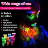 6 Color Glow in The Dark Face Paint, UV Blacklight Neon Hot Pink Face Body Paint, Glow In The Dark Under UV Lighting Party Makeup Washable, for Festivals Party Halloween Christmas(1/2FL.OZ)