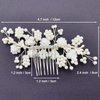 PRETTYLIFE White Flower Hair Piece Bridal Headpieces Pearl Floral Hair Comb Accessories for Wedding Women Girls (Silver Vine)