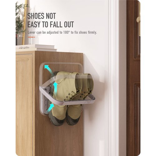 Baffect Hanging Shoe Organizer 4 pieces,Shoe Holder Foldable Wall Mounted Shoe Rack Hanging Shelf for Shoes Storage Rack Wall Shelf for Shoes (Gray)