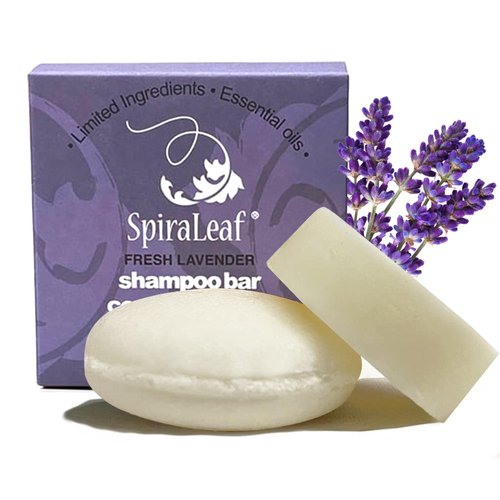 SpiraLeaf Shampoo Bar & Conditioner Bar Set, FRESH LAVENDER Pure Essential Oils, Light Scent, Limited Ingredients, Concentrated Formula, Made USA, Zero Waste, Color-Fragrance Free, Travel Ready
