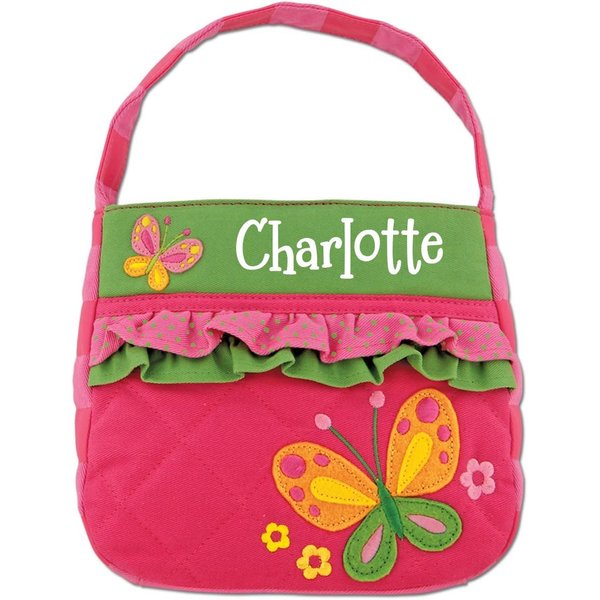 Stephen Joseph Children's Purse - Small Pocketbook Tote Bag - Quilted Toddler Dress Up Shoulder Bag (Personalized Butterfly Purse)