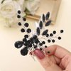 Casdre Crystal Bride Wedding Hair Comb Rhinestone Bridal Side Comb Hair Piece Leaf Hair Accessories for Women and Girls (D Black)