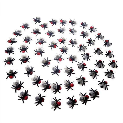 Honbay 60PCS Plastic Fake Flies Prank Fly Bugs Simulated Insect Toys Joke Gifts for April Fool Ha...