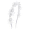 AHONEY Headband, White Flower Headpiece for Women and Girls, Elegant Dressy Hair Band with Pearl, Acrylic, Crystal Beads, Resin - Daily, Party, Wedding, Dating, Concert, Photoshoot Hair Accessories