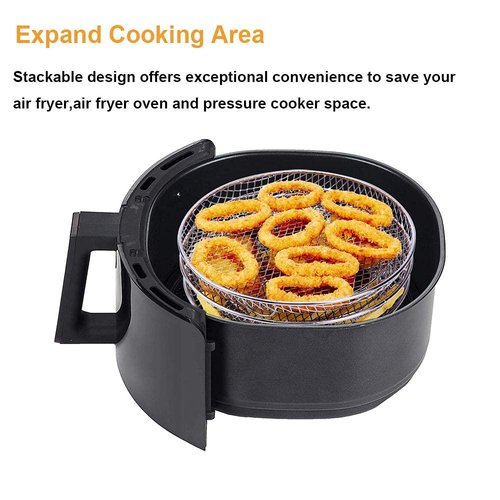 XL Air Fryer Accessories-Air Fryer Three Stackable Racks for Gowise Phillips USA Cozyna Ninjia Airfryer,Air Fryer Rack Stainless Steel Fit all 4.2QT - 5.8QT air fryer,Oven,Pressure Cooker