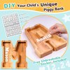 SummiDate Wooden Letter Piggy Bank| Piggy Bank for Boys Girls Toddler| Alphabet M Money Bank| Coin Bank Birthday Gift for Kids|2024 Graduation Money Box (M)