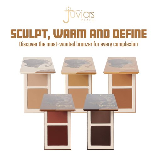 Juvia's Place Bronzed Duo Bronzer Dark - Soft Matte Bronzer, Contour Powder, Bronzer Pressed Powder, Long-Wearing & Buildable Bronzing Powder - Suitable for Dark to Deep Tan Skin Tone