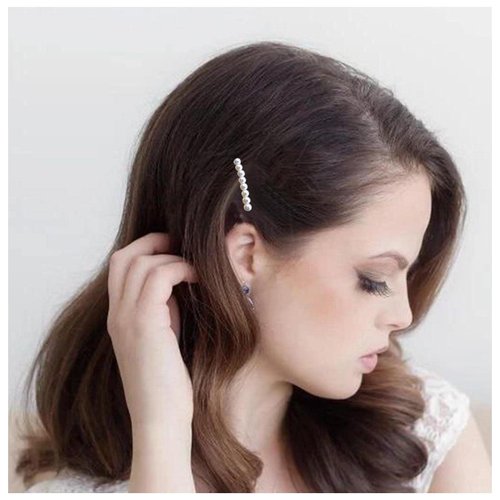 Allereyae Vintage Pearl Hair Comb Barrette Pearl Wedding Comb Barrette White Pearl Hair Barrette Clip Tiny Pearl Wedding Headpieces Gold Pearl Bride Hair Accessories for Women