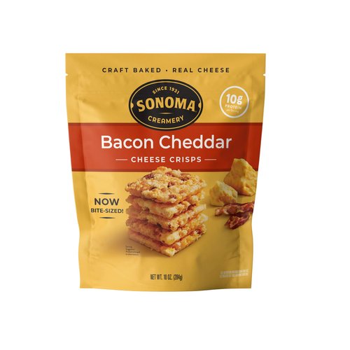 Sonoma Creamery - Cheese Crisps, Bacon Cheddar, 10 Oz (1 Count) | Savory Snack | High Protein | Low Carb | Gluten Free| Keto-Friendly