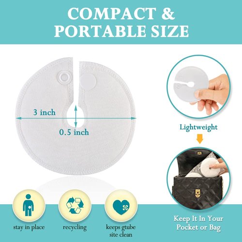 Gtube Button Covers Feeding Tube Pads Peritoneal Dialysis Abdominal G/Peg/Nephrostomy Tube Holder Resuable Absorbent Cotton Pads for Nursing Care (12 Pack)