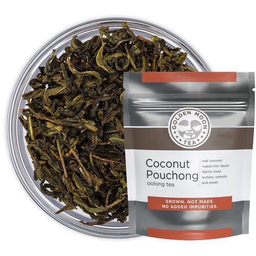 Golden Moon Tea Coconut Pouchong Green Tea- Loose Leaf, Non GMO - 1 Pound (192 Servings)