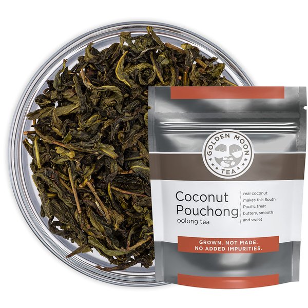 Golden Moon Tea Coconut Pouchong Green Tea- Loose Leaf, Non GMO - 1 Pound (192 Servings)