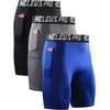 NELEUS Men's 3 Pack Compression Shorts with Pockets Dry Fit Yoga Running Shorts,6063,Black/Grey/Blue,M