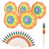 50 Pcs Drink Umbrellas, 3.9 Inch Umbrella Toothpicks Rainbow Cocktail Umbrellas for Drinks, Mini Cocktail Picks Umbrella for Drink & Food, Summer Hawaiian Appetizers Party Decor