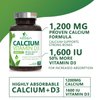 Calcium 1200 mg Plus Vitamin D3, Bone Health & Immune Support - Nature's Calcium Supplement with Extra Strength Vitamin D for Extra Strength Carbonate Absorption Dietary Supplement - 120 Tablets