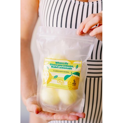 Bath Bombs for Women Relaxing - Lemon Moisturizing Bath Bombs Pack of 5 - Bath Bomb for Women - Natural Bath Bomb Set for Women