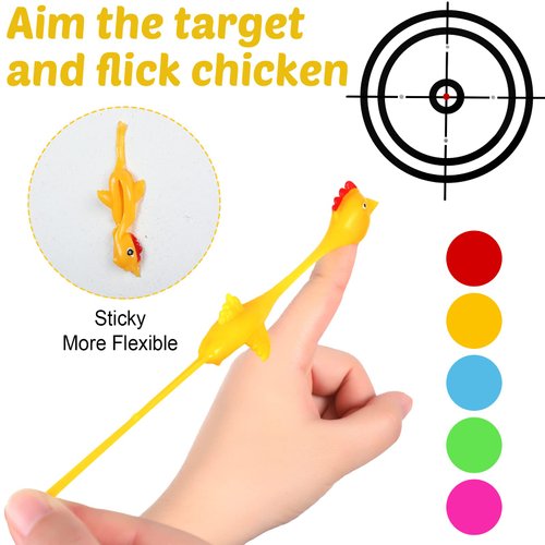 Sumind 30 Pcs Flying Chicken Slingshot, Rubber Chicken Finger Slingshot Stretchy Chicken Shooter Slingshot Turkey Chicken Gun for Christmas Party Favors Gift Goodie Bag Stuffers(Turkey,Vibrant Colors)