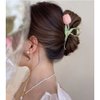 Women's Tulip Flower Shaped Hair Clips - 4inch Fashion Claw Clips, Cute Metal Shark Clips, Non-Slip Styling Accessories Gift for Girls