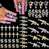 RODAKY 50PCS Gun Nail Charms 3D Cross Nail Art Jewelry Gold Dollar Sign Charms for Nails Multi Style Nail Gems for Women Manicure Snake Charms Nail Decoration Craft Accessories