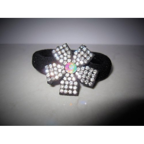 Generic Flower shaped hair tie pony tail holder scrunchie with crystals