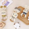 Crochet Bunny Rattle for Baby, Soft Baby Rattle Toys Wooden Ring Rattle for Toddlers Cute Rattle Toy Boy Girl First Rattle Gift Perfect Baby Shower Gift for Moms & Babies, #3 Bunny