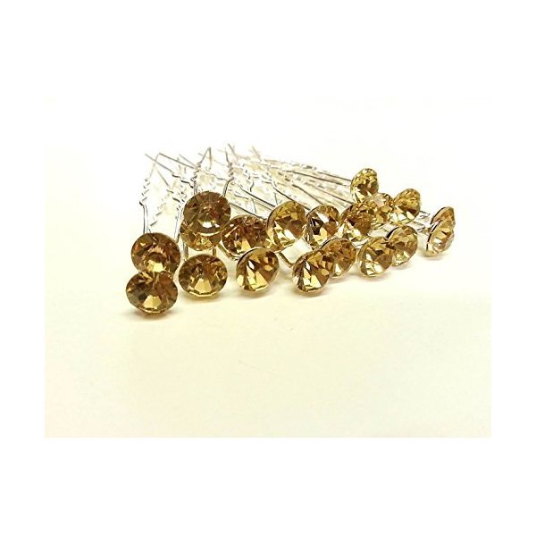 CraftbuddyUS 21pcs 8mm Champagne Glass Crystal Rhinestone Diamante Wedding Bridal Prom Hair Pins