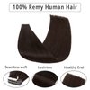 Hairro 16 Inch Tape in Hair Extensions Straight 100% Human Hair 50g Thin Long Hair 20pcs/pack Seamless Skin Weft Glue in Human Hairpieces #2 Dark Brown
