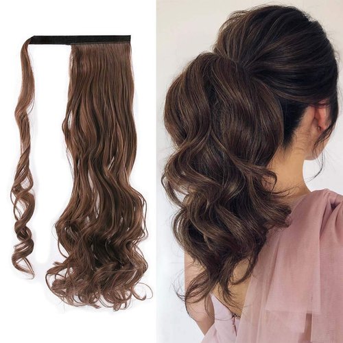 Gangel Ponytail Extension Curly Wavy Pony Tails Wrap Around Hairpiece Claw Synbthetic Clip in Hai...